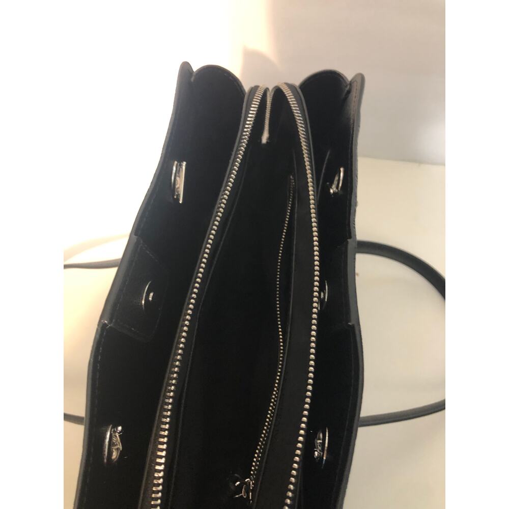 Calvin Klein Black Hailey Pebble Top Zip Silver Chain Sachet Bag - Picture 7 of 11